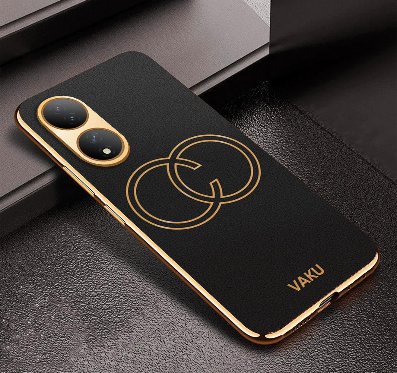 Vaku® Vivo Y100A 5G Skylar Leather Pattern Gold Electroplated Soft TPU Back Cover - Image 4