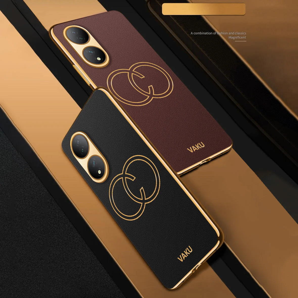 Vaku® Vivo Y100A 5G Skylar Leather Pattern Gold Electroplated Soft TPU Back Cover - Image 6