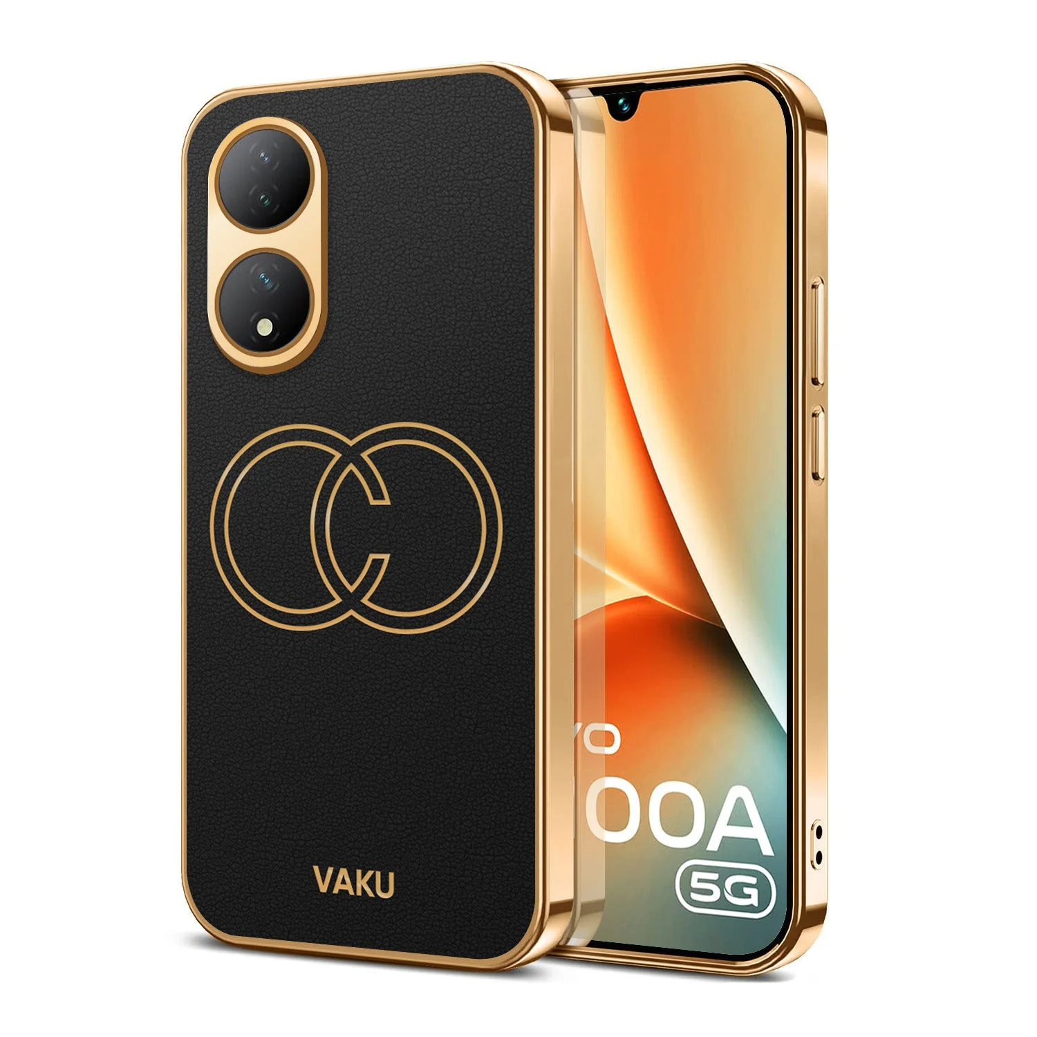 Vaku® Vivo Y100A 5G Skylar Leather Pattern Gold Electroplated Soft TPU Back Cover - Image 9