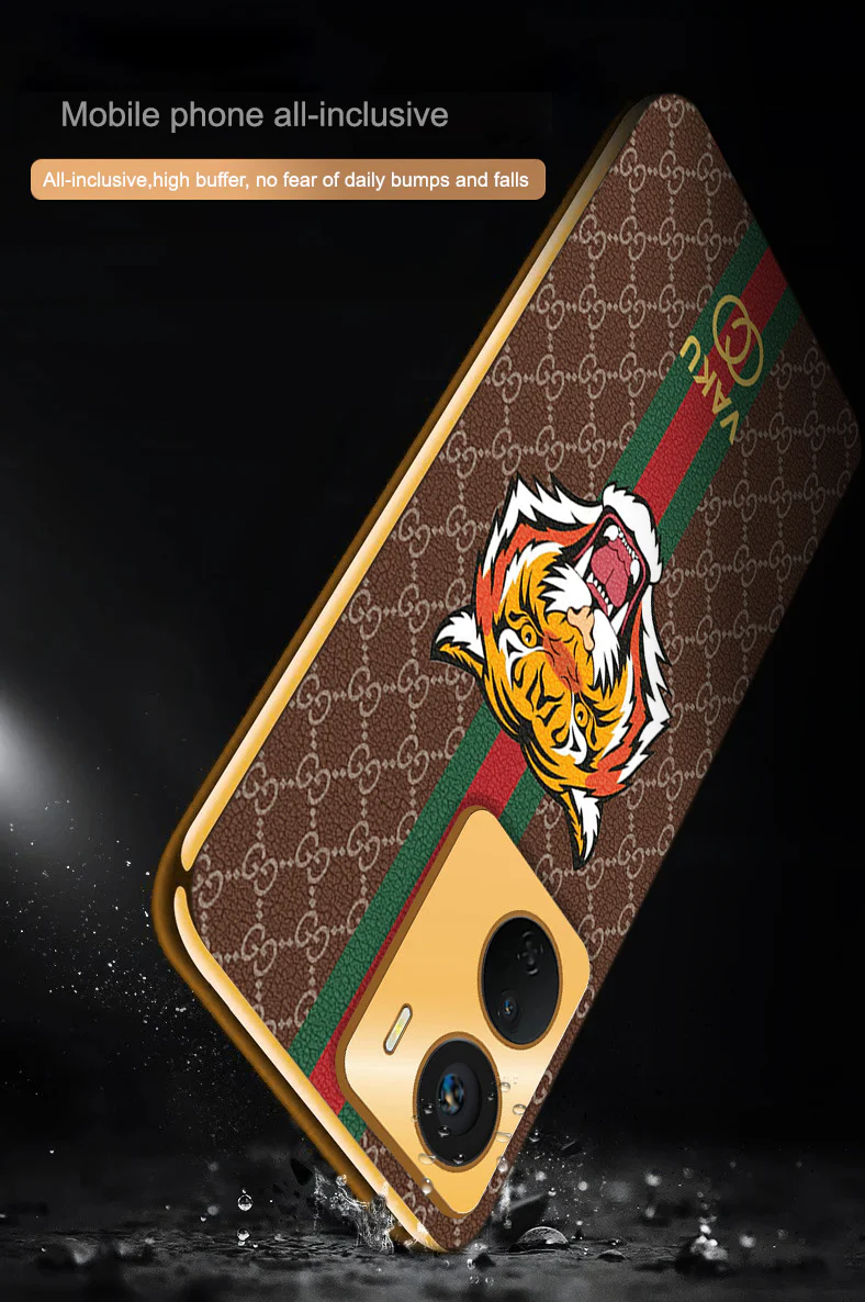 Vaku ® Vivo Y16 Lynx Designer Leather Pattern Gold Electroplated Soft TPU Back Cover Case - Image 7