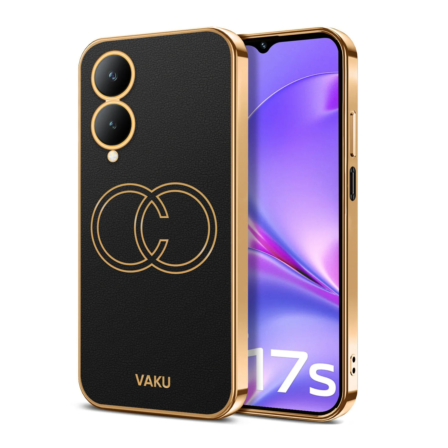 Vaku ® Vivo Y17s Skylar Leather Pattern Gold Electroplated Soft TPU Back Cover - Image 10