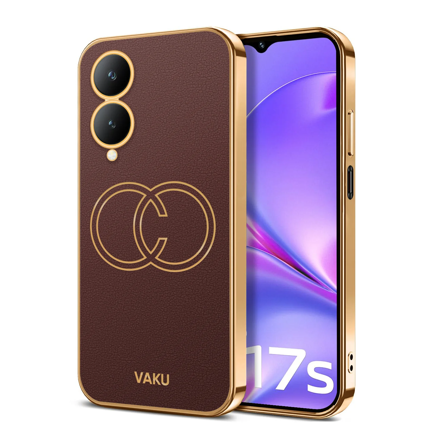 Vaku ® Vivo Y17s Skylar Leather Pattern Gold Electroplated Soft TPU Back Cover - Image 13