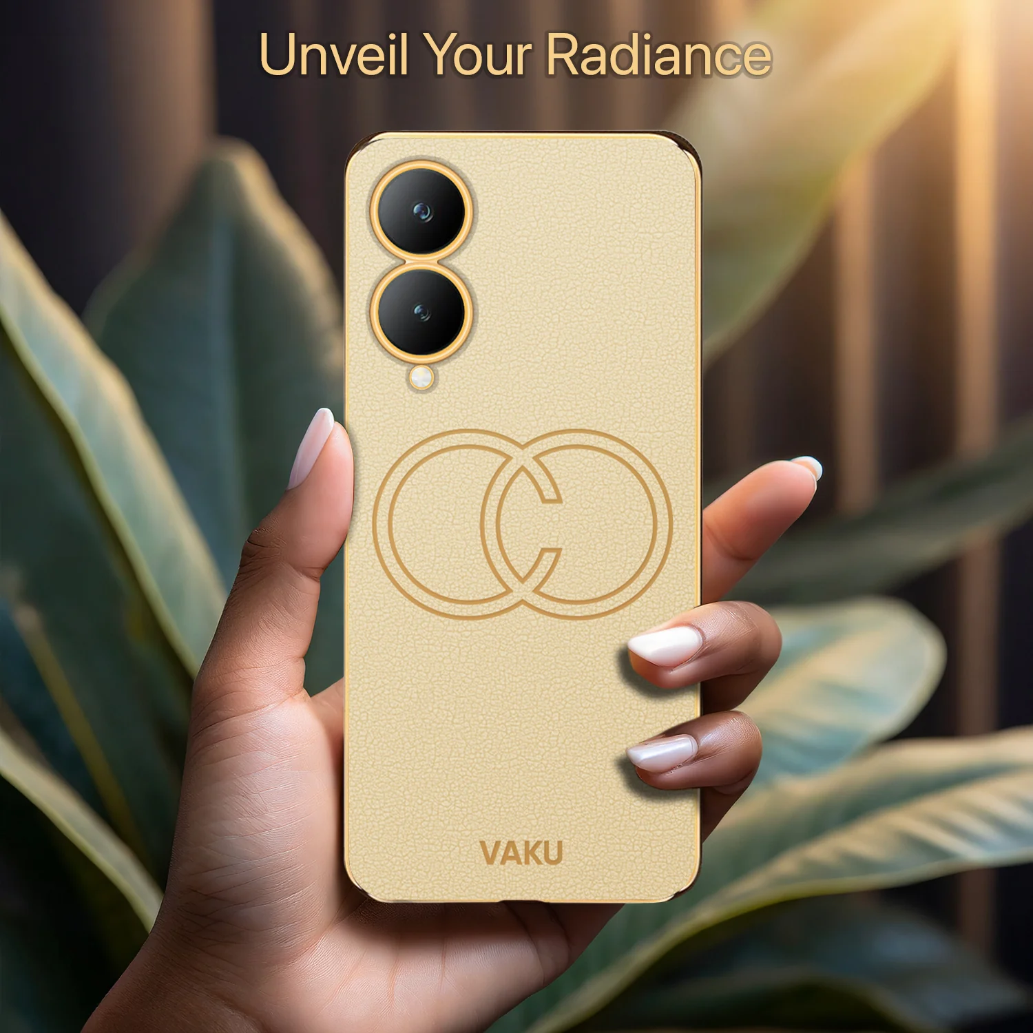 Vaku ® Vivo Y17s Skylar Leather Pattern Gold Electroplated Soft TPU Back Cover - Image 18
