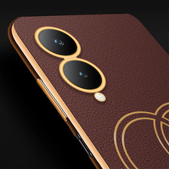 Vaku ® Vivo Y17s Skylar Leather Pattern Gold Electroplated Soft TPU Back Cover - Image 2