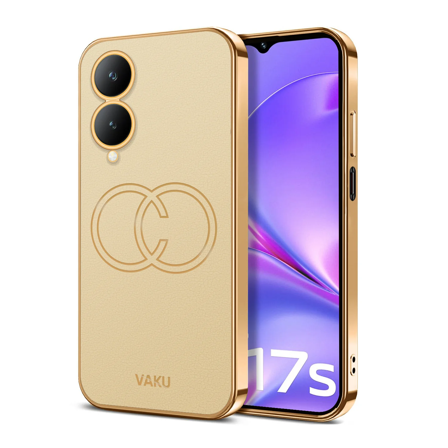 Vaku ® Vivo Y17s Skylar Leather Pattern Gold Electroplated Soft TPU Back Cover - Image 5