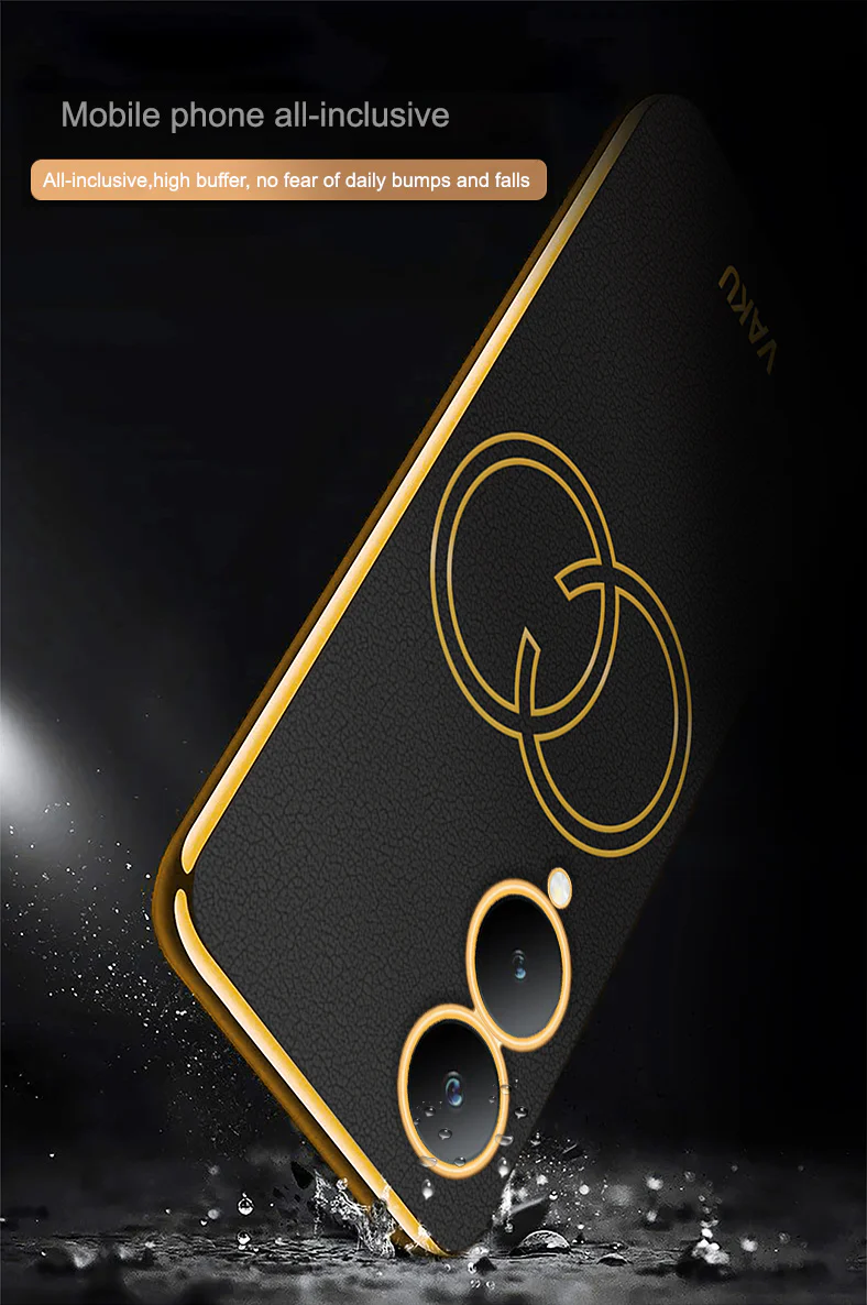 Vaku ® Vivo Y17s Skylar Leather Pattern Gold Electroplated Soft TPU Back Cover - Image 9