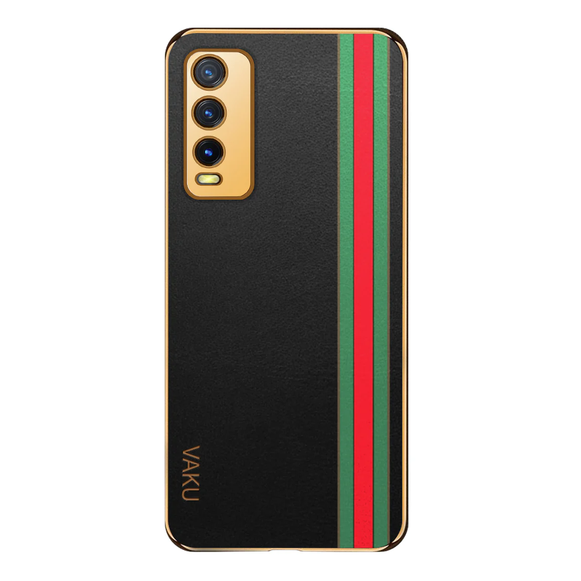 Vaku® Vivo Y20 Felix Line Leather Pattern Gold Electroplated Soft TPU Back Cover Case - Image 7