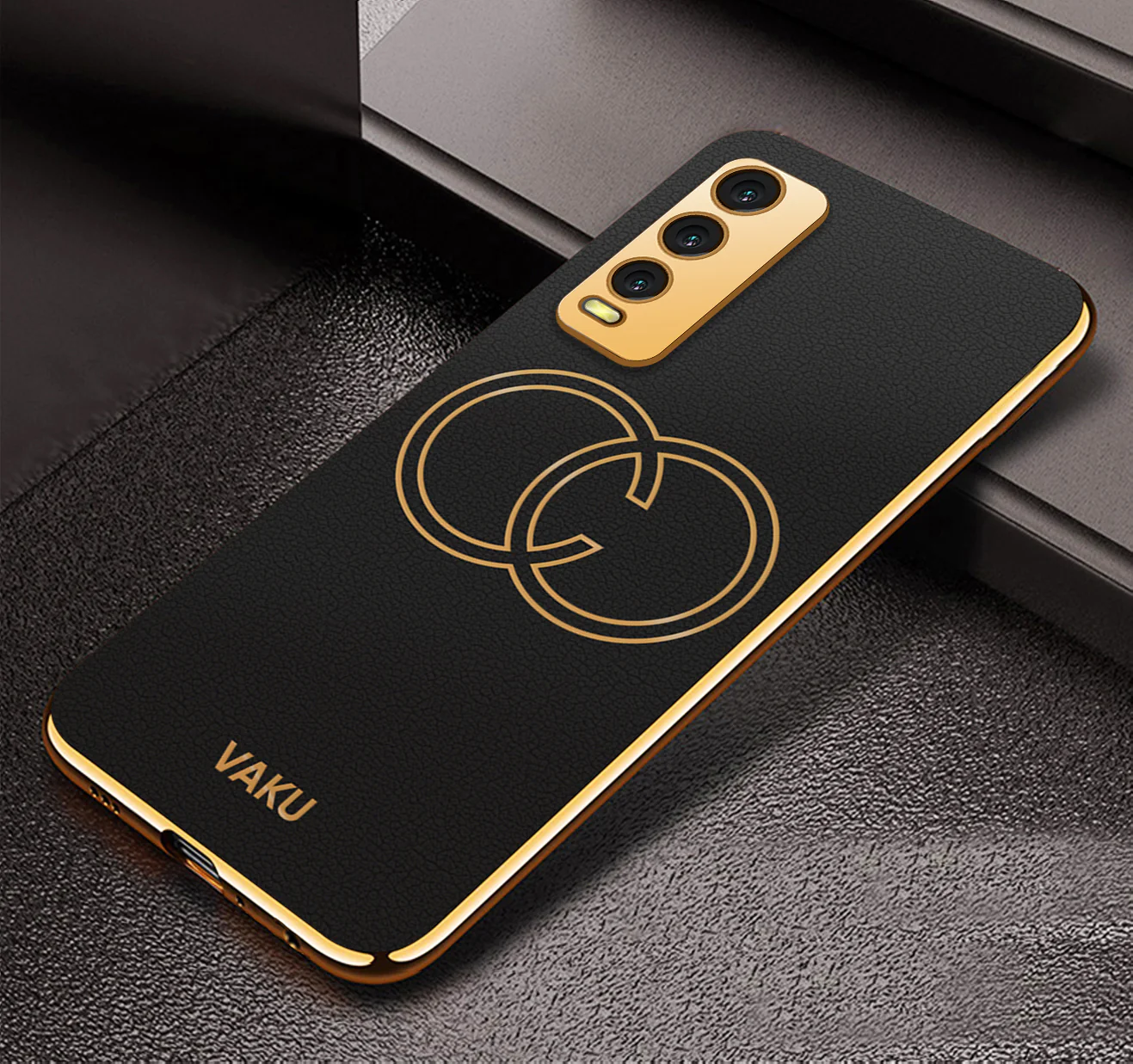 Vaku® Vivo Y20 Skylar Leather Pattern Gold Electroplated Soft TPU Back Cover - Image 10
