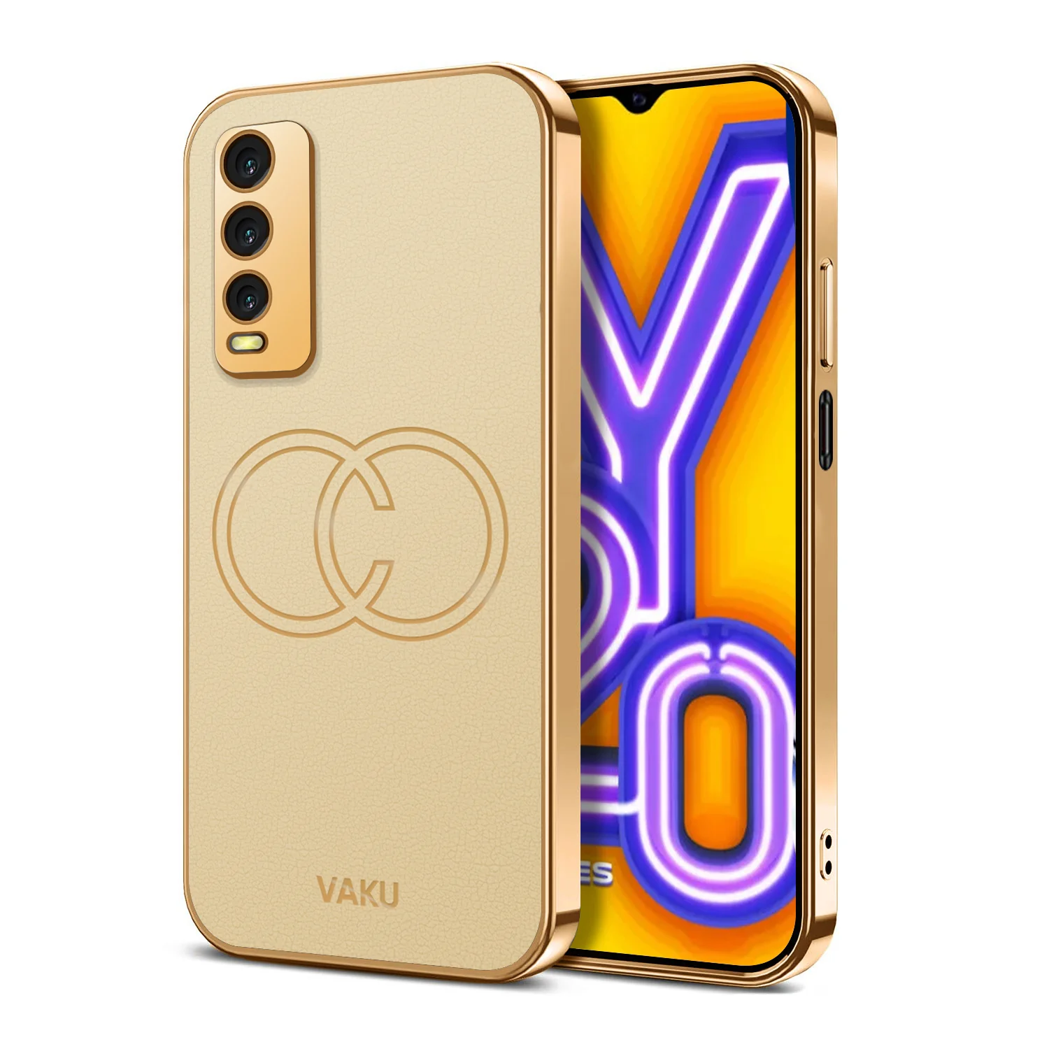 Vaku® Vivo Y20 Skylar Leather Pattern Gold Electroplated Soft TPU Back Cover - Image 17