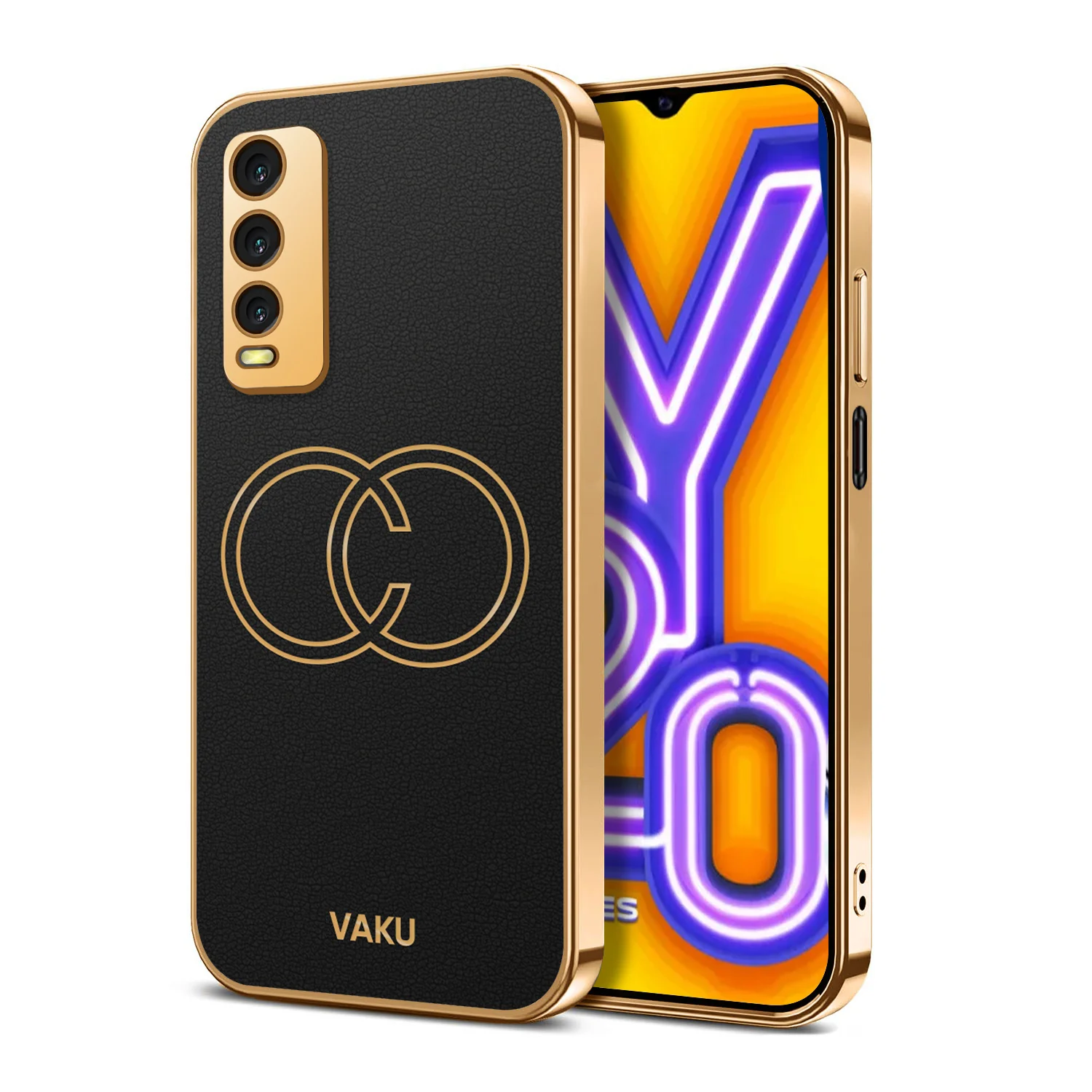 Vaku® Vivo Y20 Skylar Leather Pattern Gold Electroplated Soft TPU Back Cover - Image 6