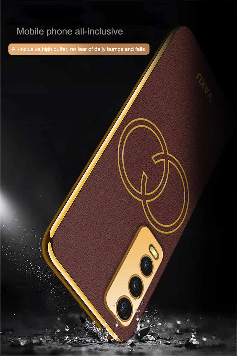 Vaku® Vivo Y20 Skylar Leather Pattern Gold Electroplated Soft TPU Back Cover - Image 8