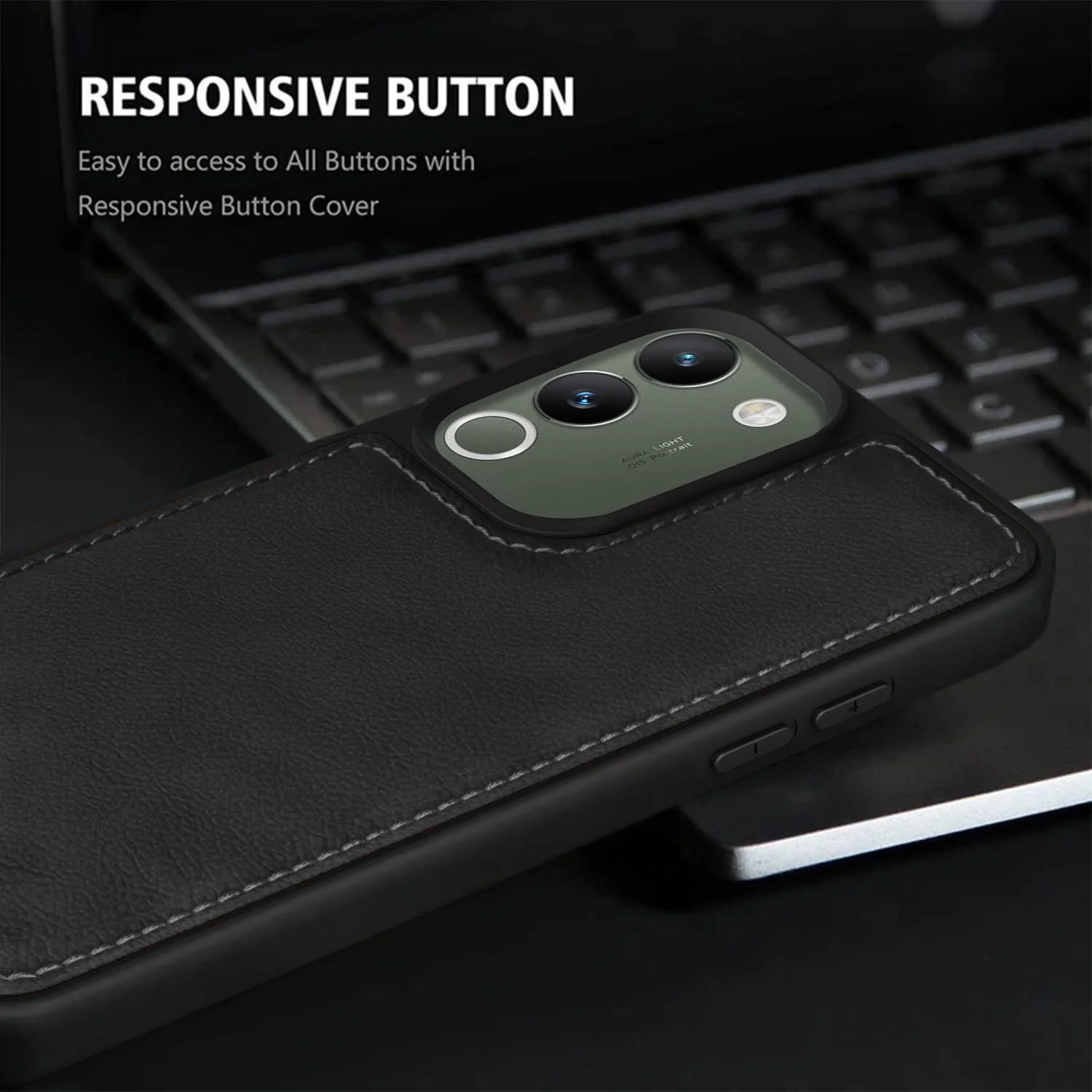 Vaku ® Vivo Y200 5G Luxe Premium Leather Stitched Protective Back Cover - Image 11
