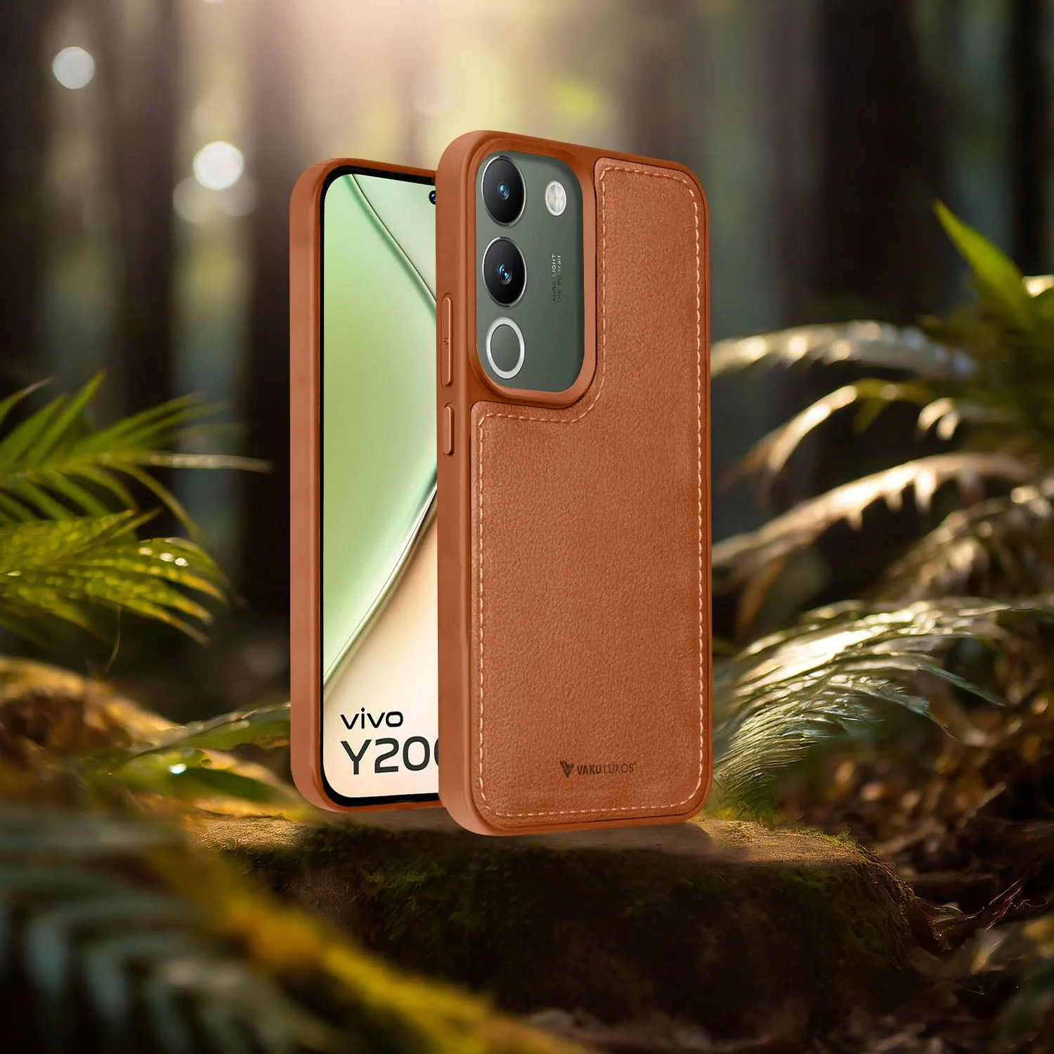 Vaku ® Vivo Y200 5G Luxe Premium Leather Stitched Protective Back Cover - Image 12
