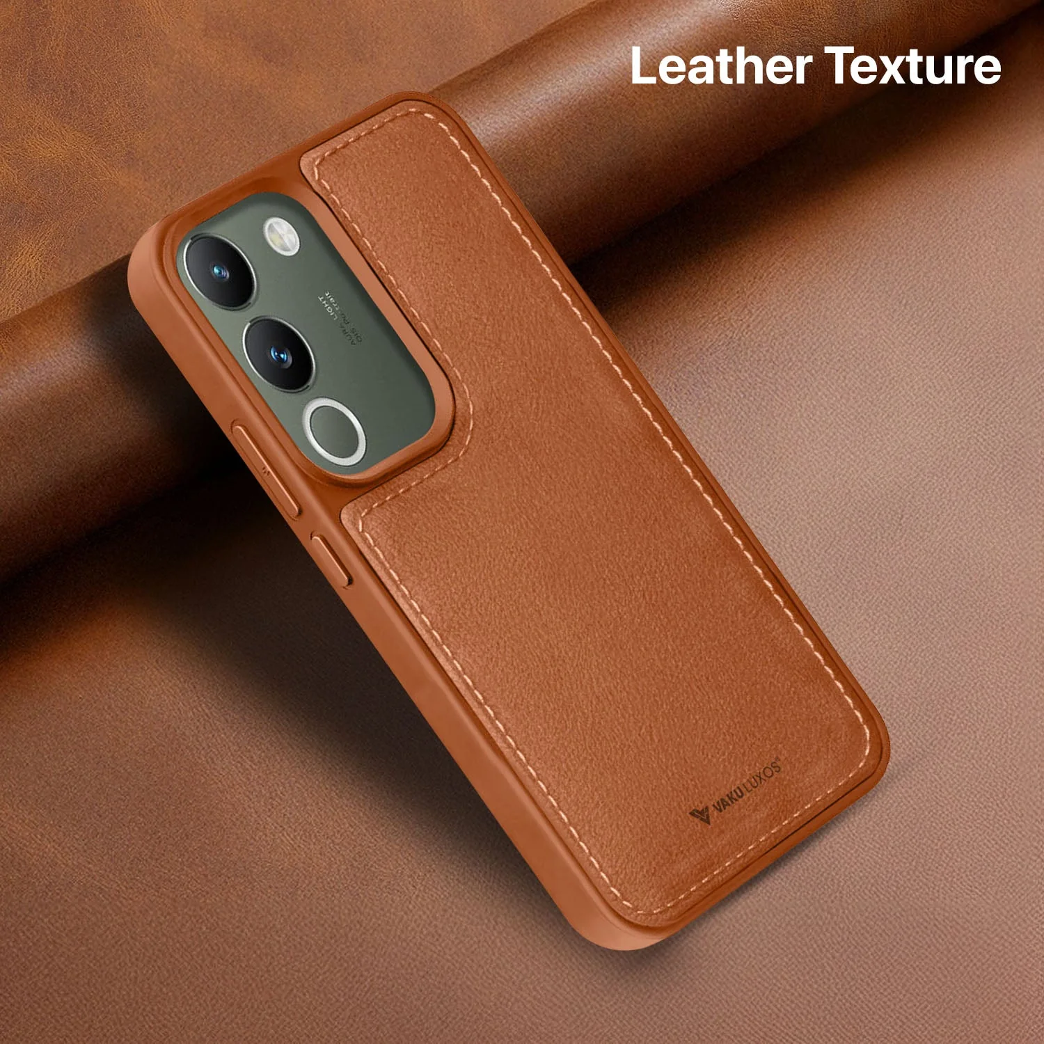Vaku ® Vivo Y200 5G Luxe Premium Leather Stitched Protective Back Cover - Image 5