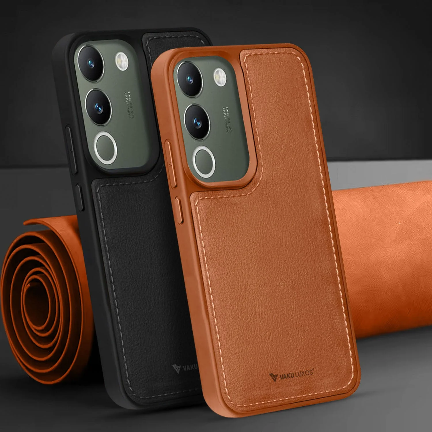 Vaku ® Vivo Y200 5G Luxe Premium Leather Stitched Protective Back Cover - Image 7