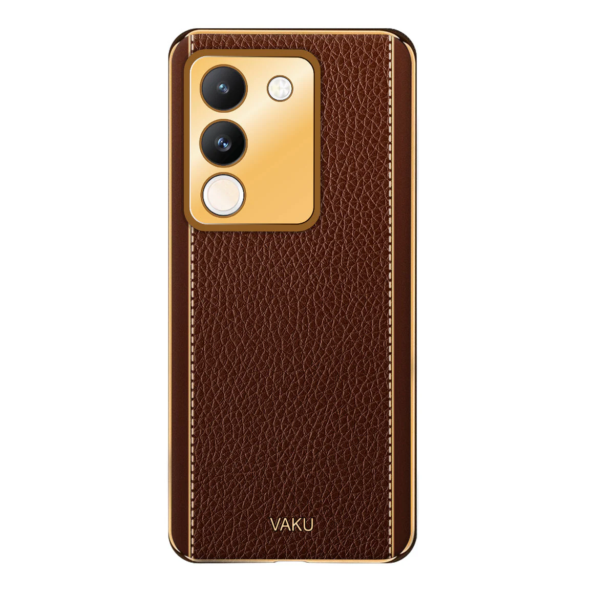 Vaku® Vivo Y200 5G Luxemberg Leather Pattern Gold Electroplated Soft TPU Back Cover - Image 7