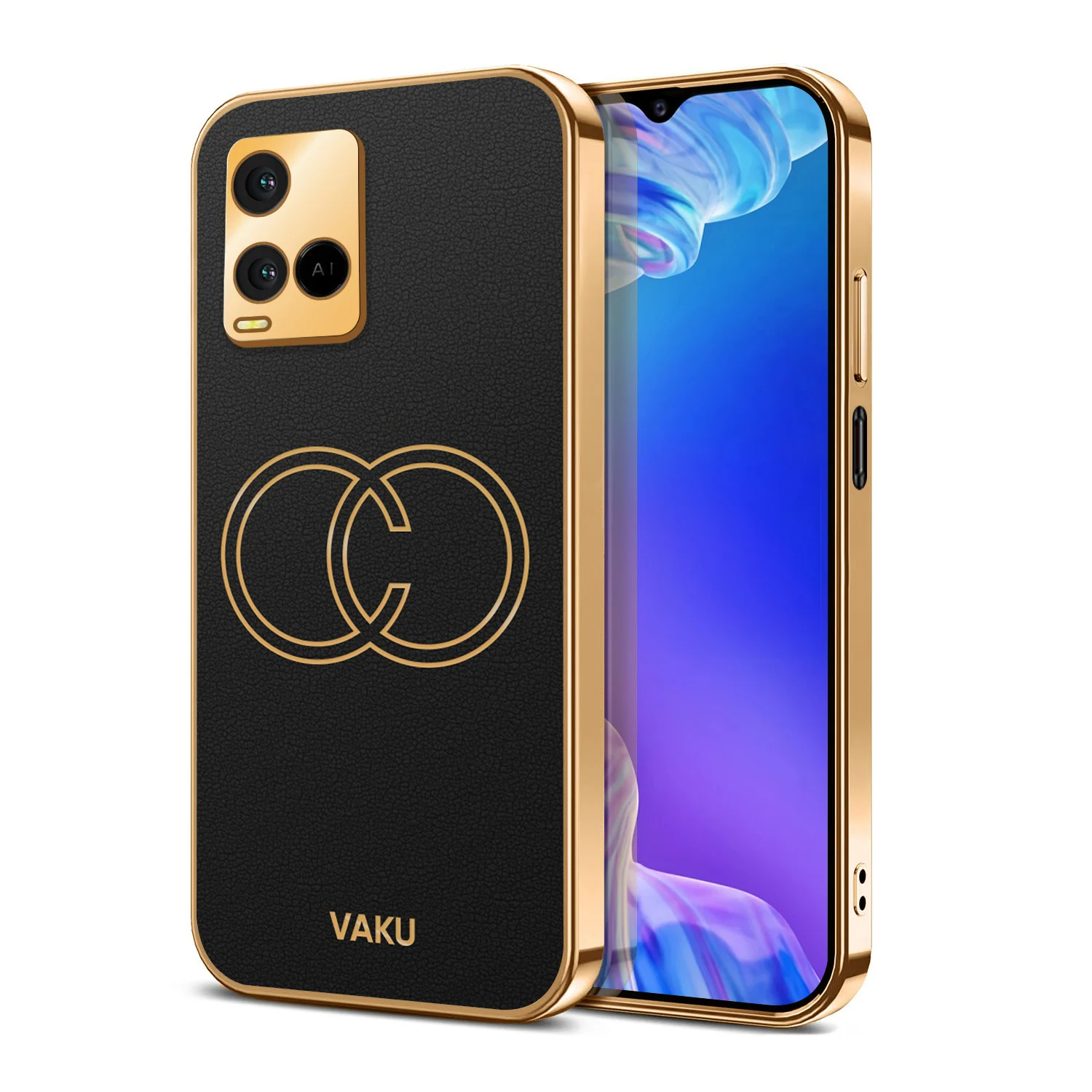 Vaku® Vivo Y21 Skylar Leather Pattern Gold Electroplated Soft TPU Back Cover - Image 11