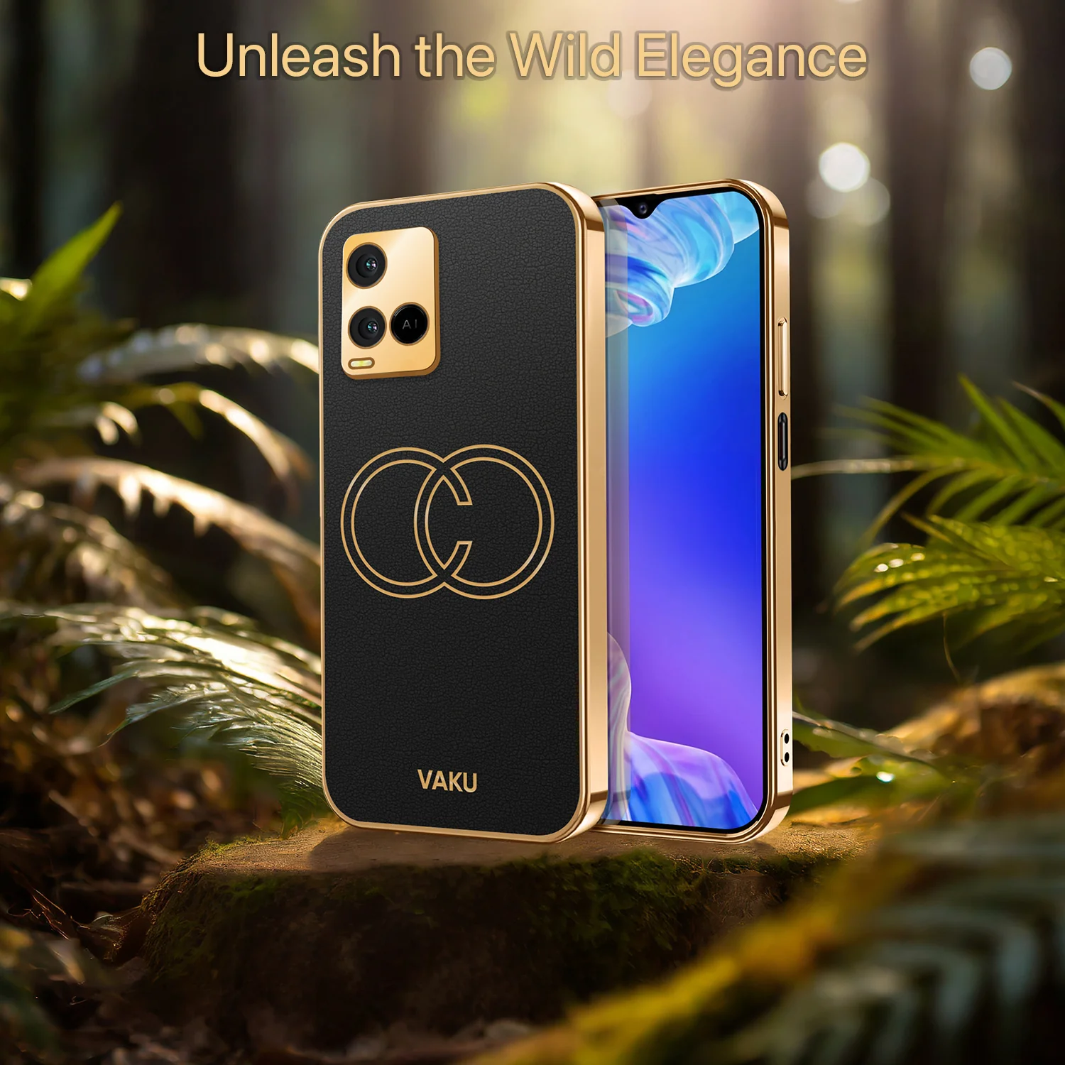 Vaku® Vivo Y21 Skylar Leather Pattern Gold Electroplated Soft TPU Back Cover - Image 12