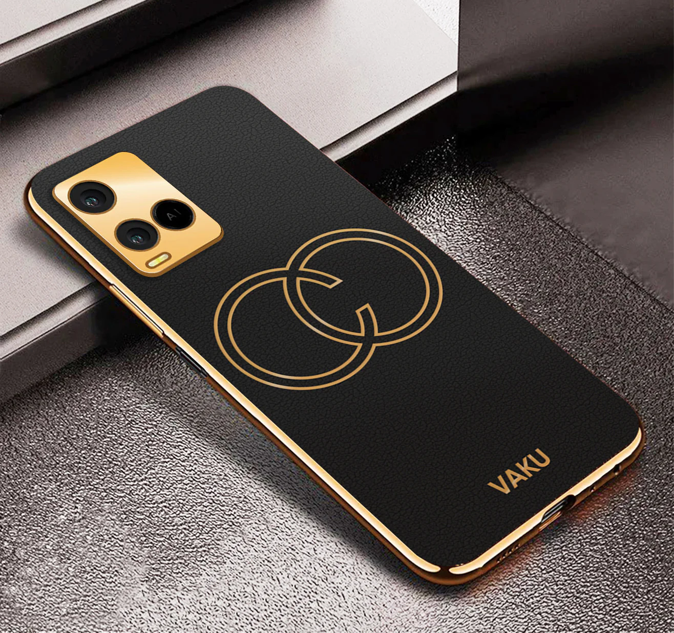 Vaku® Vivo Y21A Skylar Leather Pattern Gold Electroplated Soft TPU Back Cover - Image 12