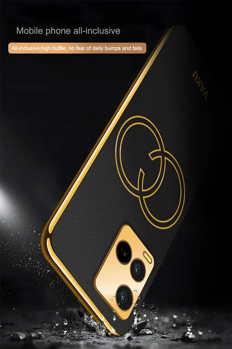 Vaku® Vivo Y21A Skylar Leather Pattern Gold Electroplated Soft TPU Back Cover - Image 14