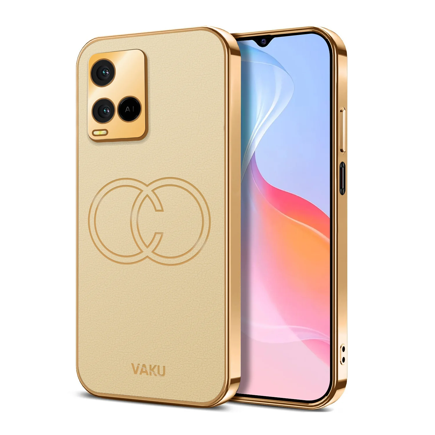 Vaku® Vivo Y21A Skylar Leather Pattern Gold Electroplated Soft TPU Back Cover - Image 16