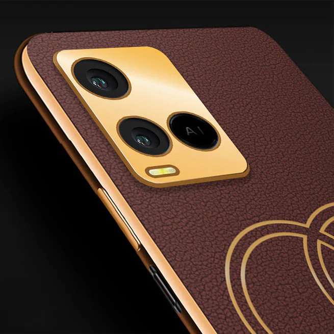 Vaku® Vivo Y21A Skylar Leather Pattern Gold Electroplated Soft TPU Back Cover - Image 2