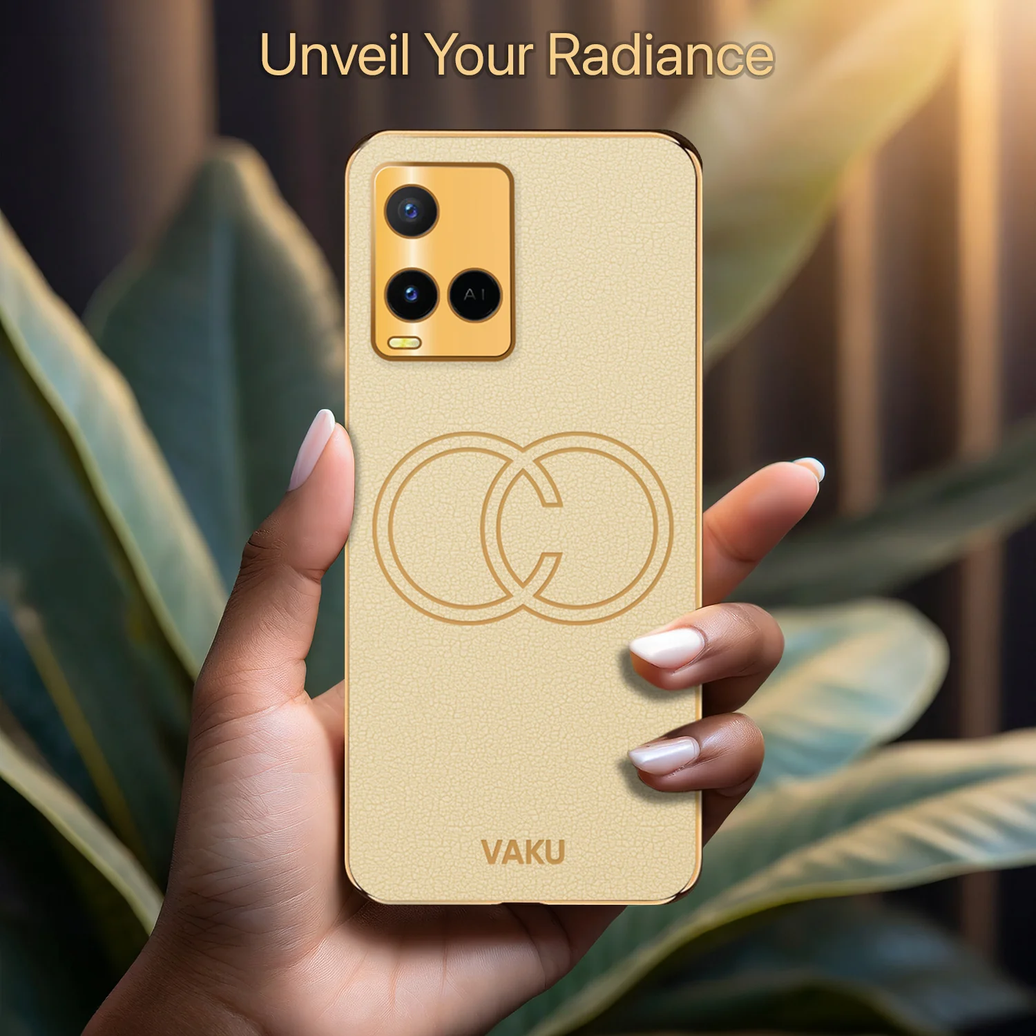Vaku® Vivo Y21e Skylar Leather Pattern Gold Electroplated Soft TPU Back Cover - Image 11