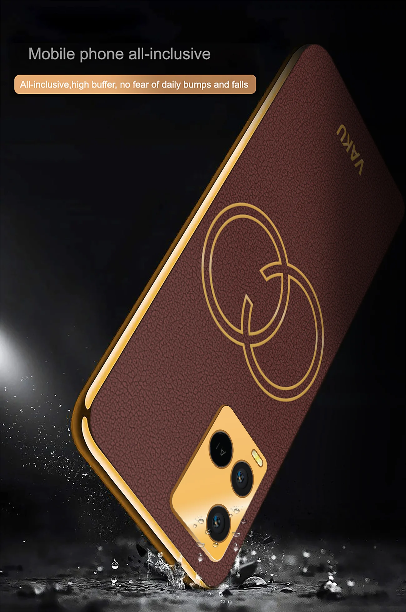 Vaku® Vivo Y21e Skylar Leather Pattern Gold Electroplated Soft TPU Back Cover - Image 16