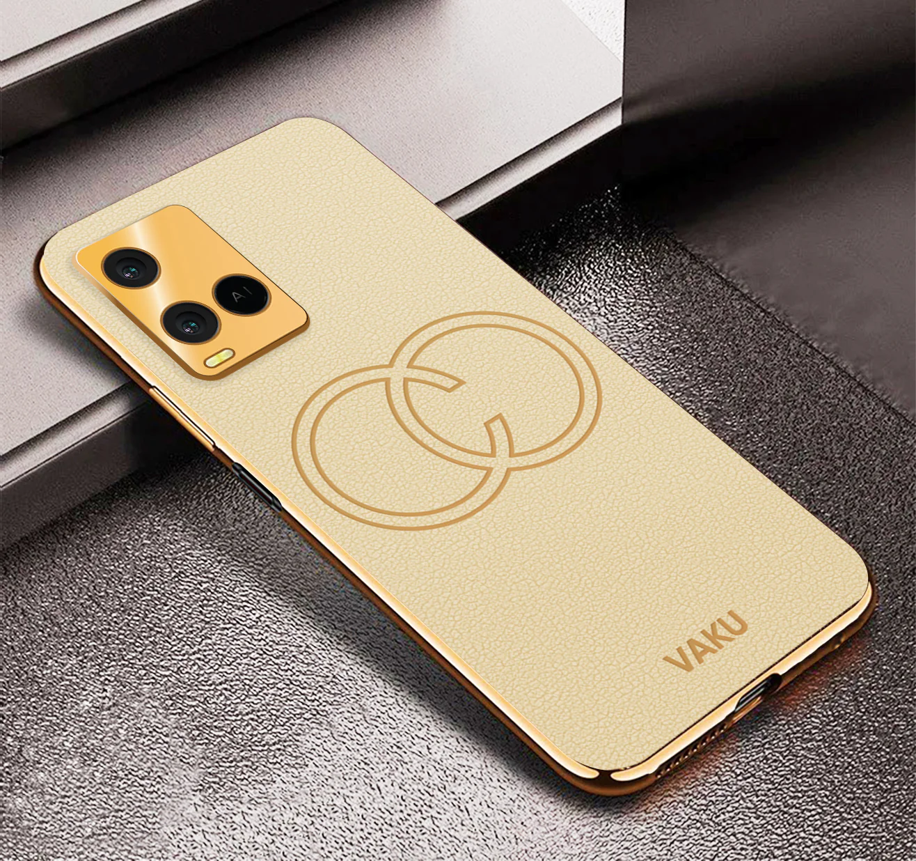 Vaku® Vivo Y21e Skylar Leather Pattern Gold Electroplated Soft TPU Back Cover - Image 17