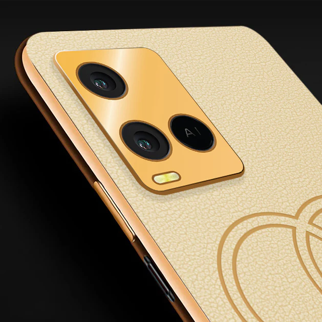 Vaku® Vivo Y21e Skylar Leather Pattern Gold Electroplated Soft TPU Back Cover - Image 2
