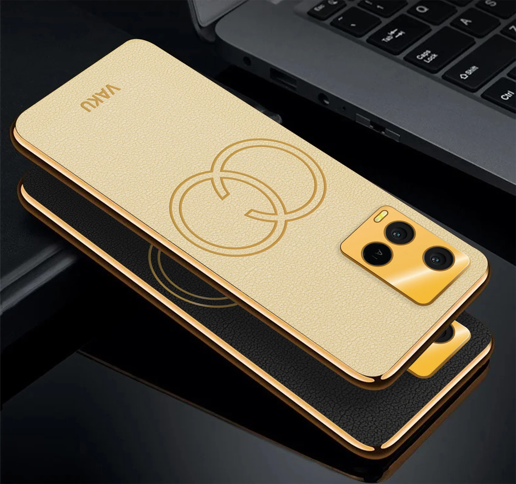 Vaku® Vivo Y21e Skylar Leather Pattern Gold Electroplated Soft TPU Back Cover - Image 8