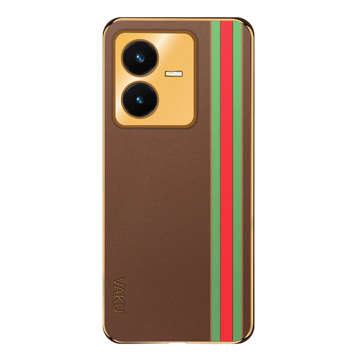 Vaku ® Vivo Y22 Felix Line Leather Stitched Gold Electroplated Soft TPU Back Cover Case - Image 11