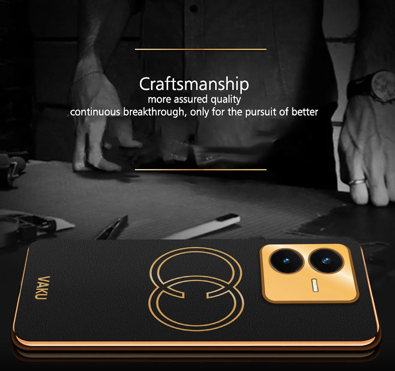 Vaku® Vivo Y22 Skylar Leather Pattern Gold Electroplated Soft TPU Back Cover - Image 11