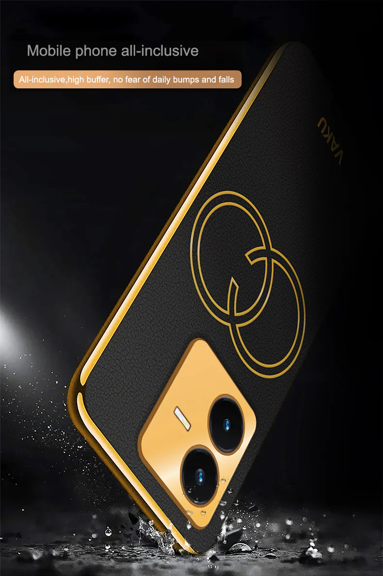 Vaku® Vivo Y22 Skylar Leather Pattern Gold Electroplated Soft TPU Back Cover - Image 12