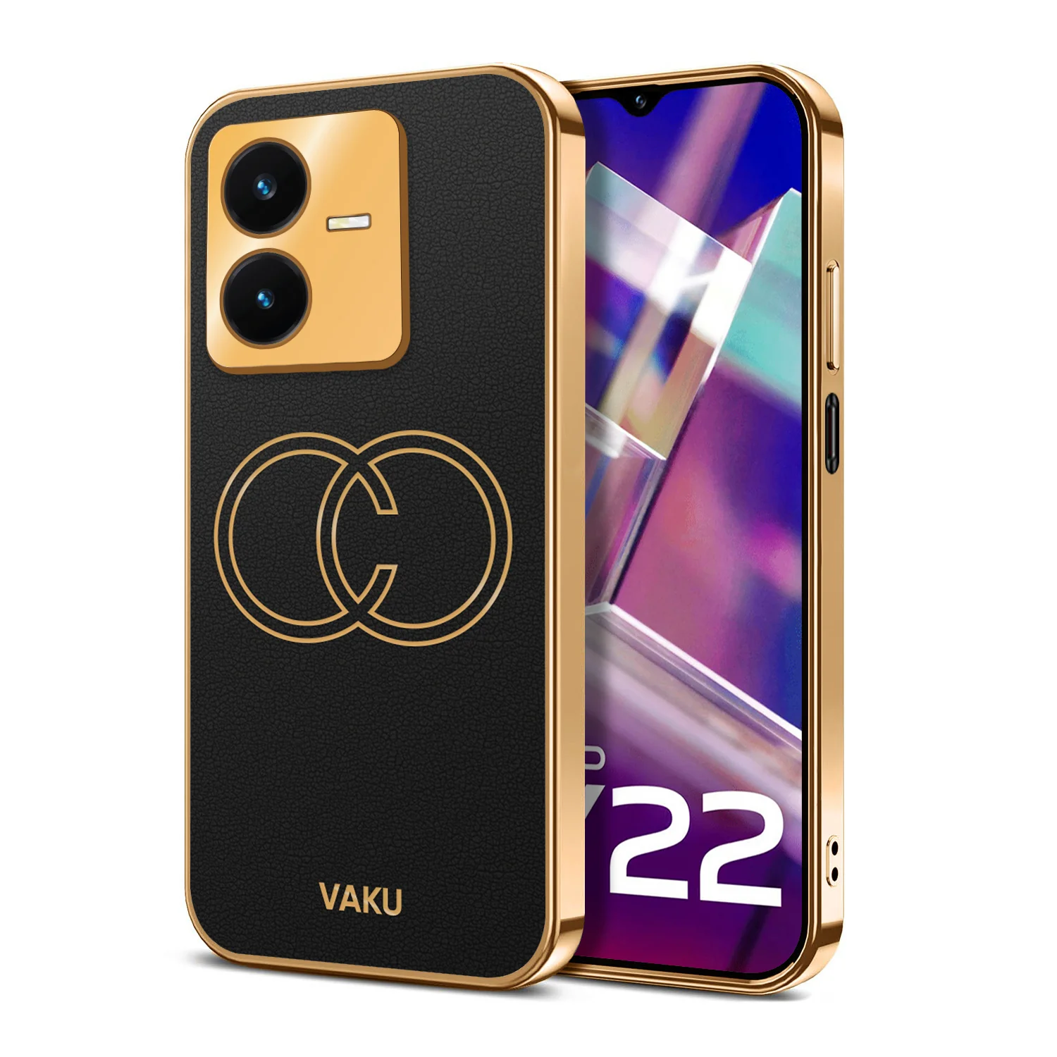 Vaku® Vivo Y22 Skylar Leather Pattern Gold Electroplated Soft TPU Back Cover - Image 13