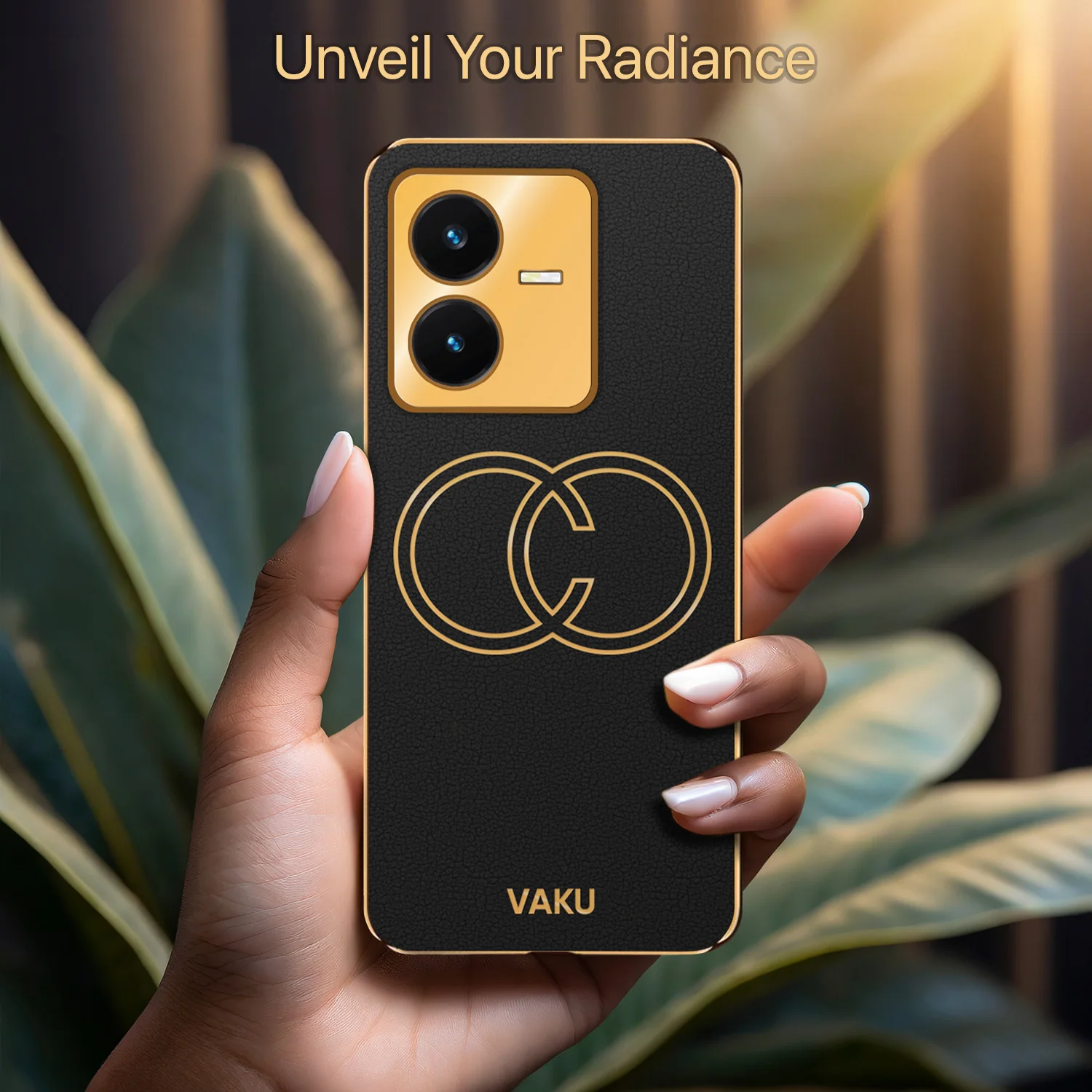 Vaku® Vivo Y22 Skylar Leather Pattern Gold Electroplated Soft TPU Back Cover - Image 14