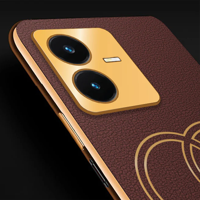 Vaku® Vivo Y22 Skylar Leather Pattern Gold Electroplated Soft TPU Back Cover - Image 16