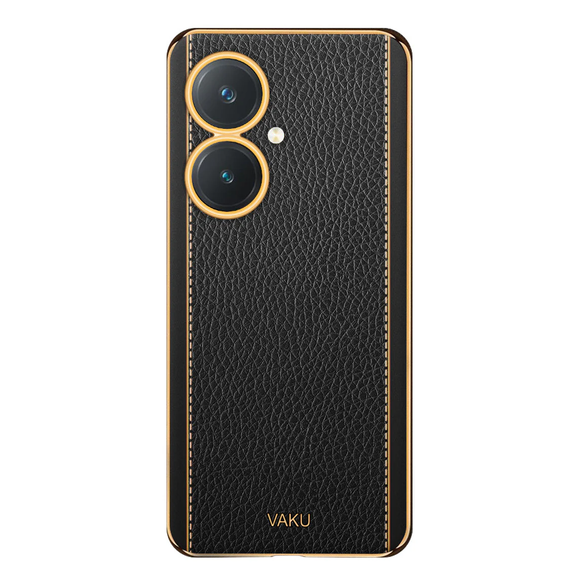 Vaku® Vivo Y27 Luxemberg Series Leather Stitched Gold Electroplated Soft TPU Back Cover - Image 13