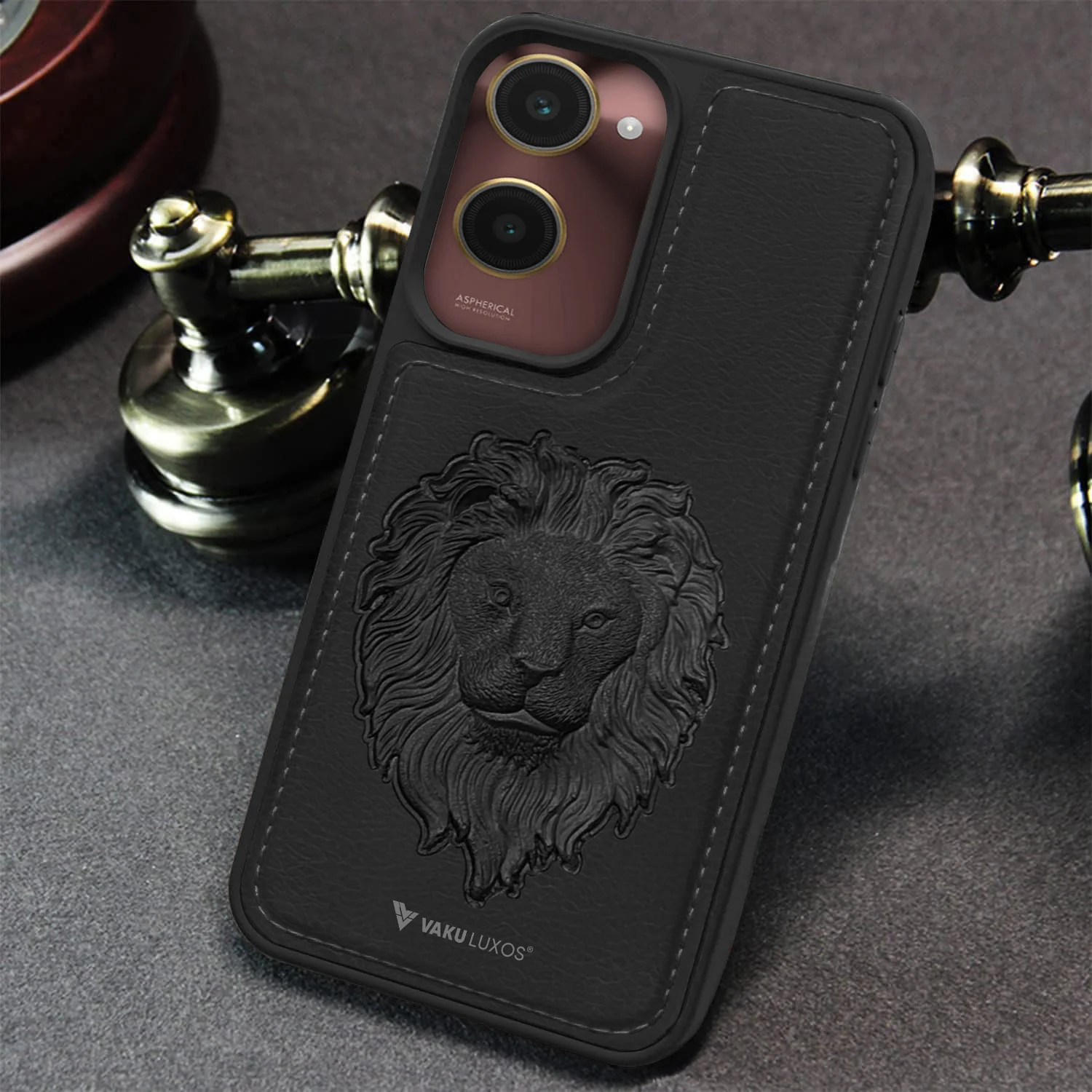 Vaku ® Vivo Y28s 5G Lion Embossed Luxury Designer Leather Back Cover - Image 10