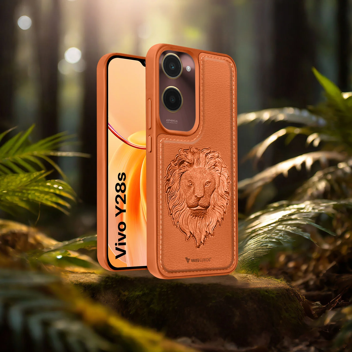 Vaku ® Vivo Y28s 5G Lion Embossed Luxury Designer Leather Back Cover - Image 12
