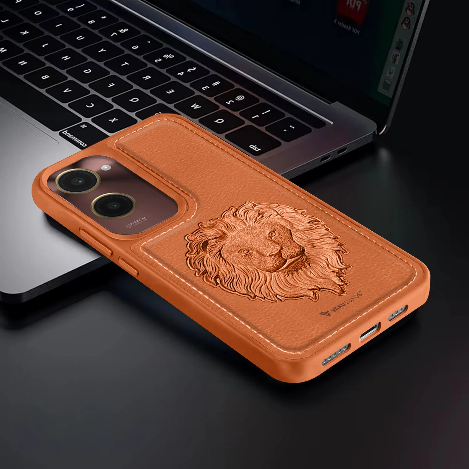 Vaku ® Vivo Y28s 5G Lion Embossed Luxury Designer Leather Back Cover - Image 13