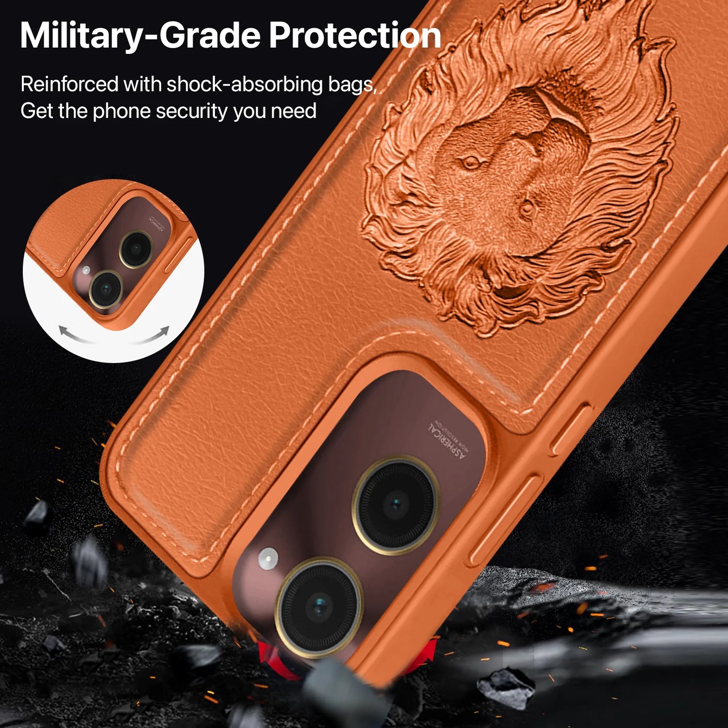 Vaku ® Vivo Y28s 5G Lion Embossed Luxury Designer Leather Back Cover - Image 3