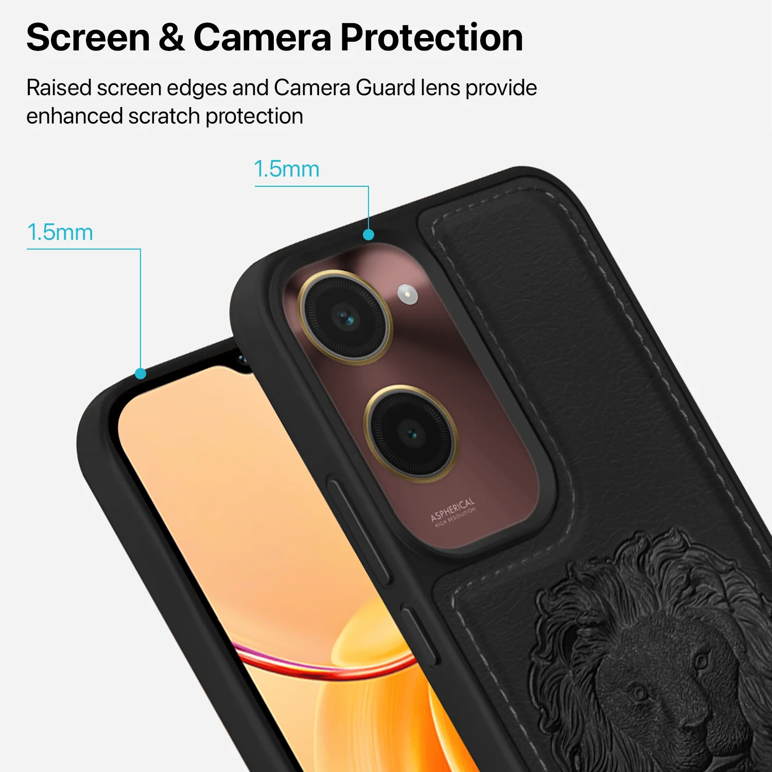 Vaku ® Vivo Y28s 5G Lion Embossed Luxury Designer Leather Back Cover - Image 4