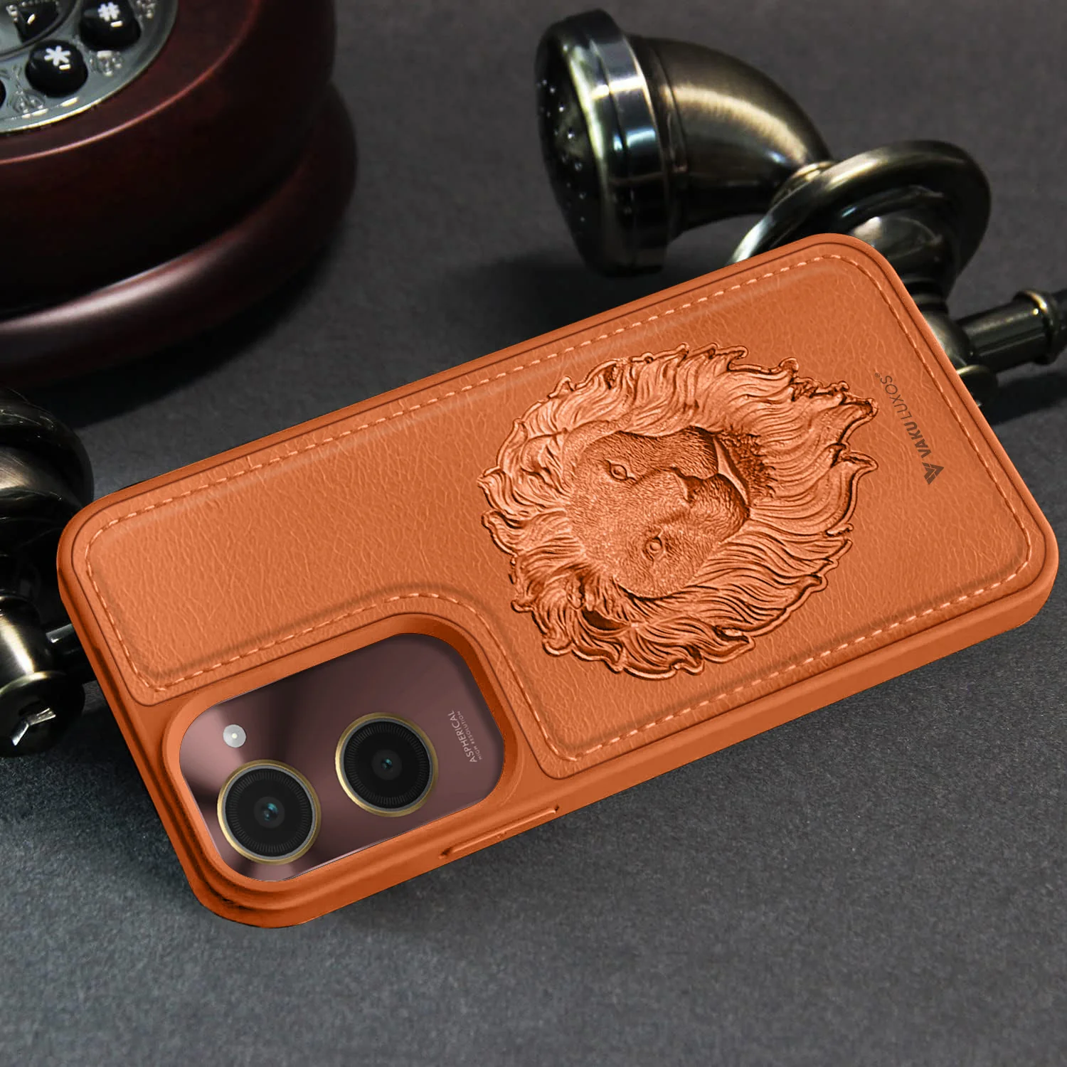 Vaku ® Vivo Y28s 5G Lion Embossed Luxury Designer Leather Back Cover - Image 9