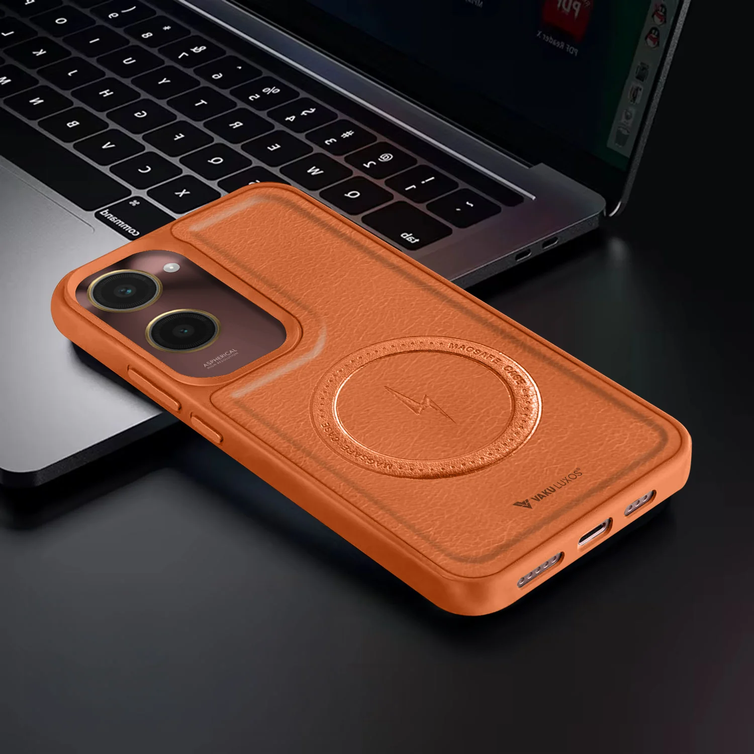 Vaku ® Vivo Y28s 5G Maxtron Leather Stitched Magnetic Magsafe Back Cover - Image 10