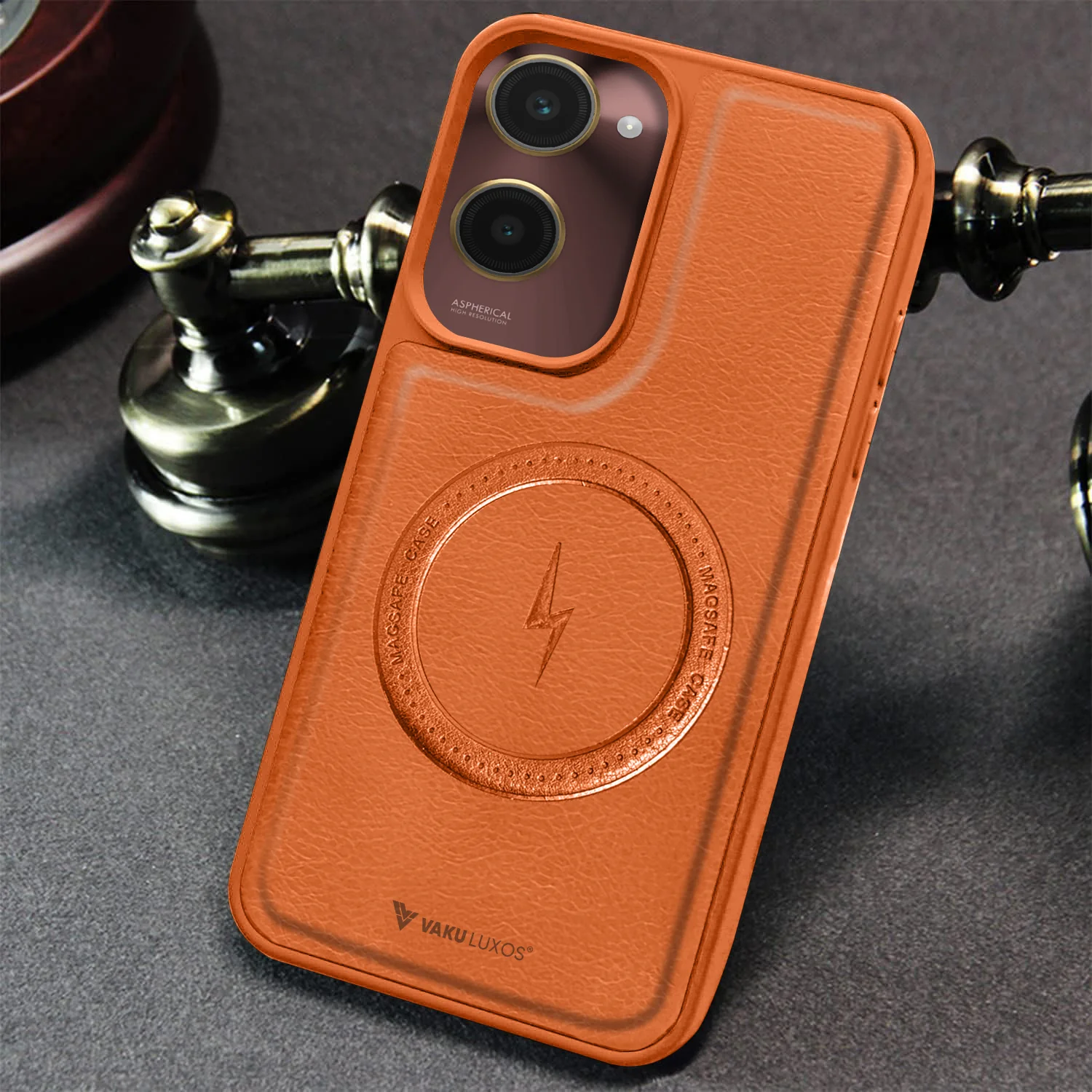 Vaku ® Vivo Y28s 5G Maxtron Leather Stitched Magnetic Magsafe Back Cover - Image 13