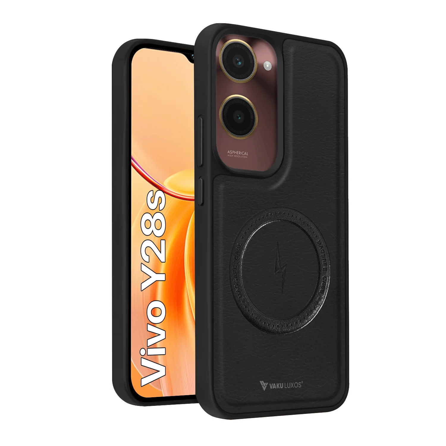 Vaku ® Vivo Y28s 5G Maxtron Leather Stitched Magnetic Magsafe Back Cover - Image 2