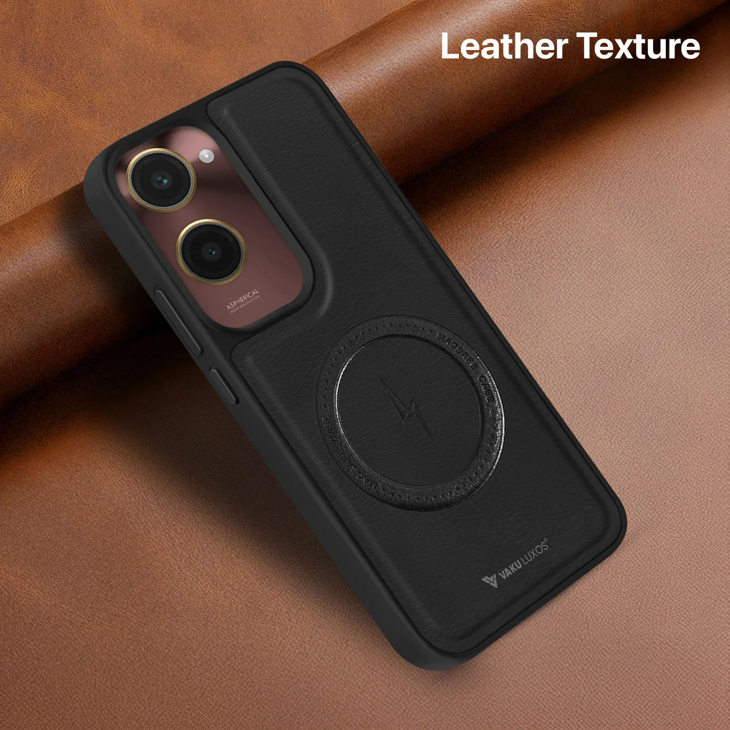 Vaku ® Vivo Y28s 5G Maxtron Leather Stitched Magnetic Magsafe Back Cover - Image 9