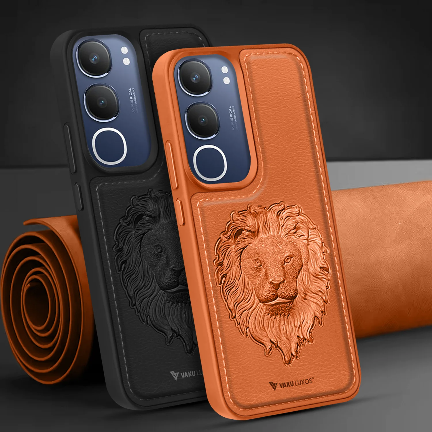 Vaku ® Vivo Y29 5G Lion Embossed Luxury Designer Leather Back Cover - Image 10