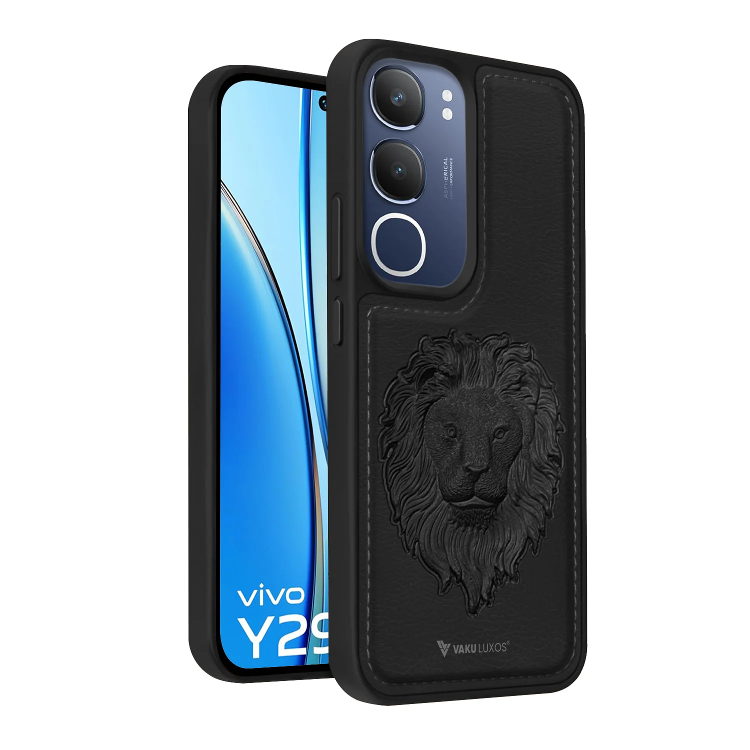 Vaku ® Vivo Y29 5G Lion Embossed Luxury Designer Leather Back Cover - Image 2